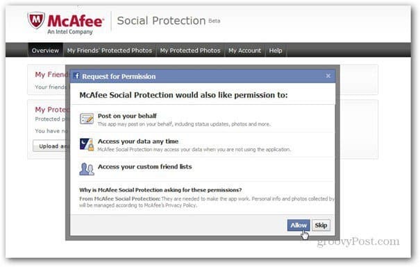 mcaffee sotsiaalkaitse õigused facebook