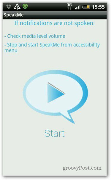 SpeakMe Android Start jaoks