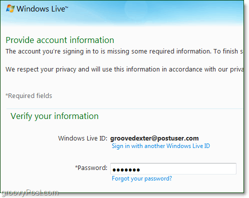 muuta Windows Live'i domeeni parooli