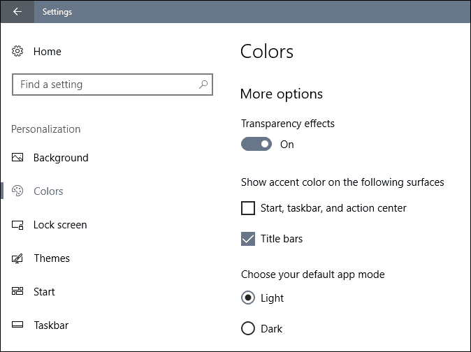 kohandatud Windows 10 loojad värskendavad värve