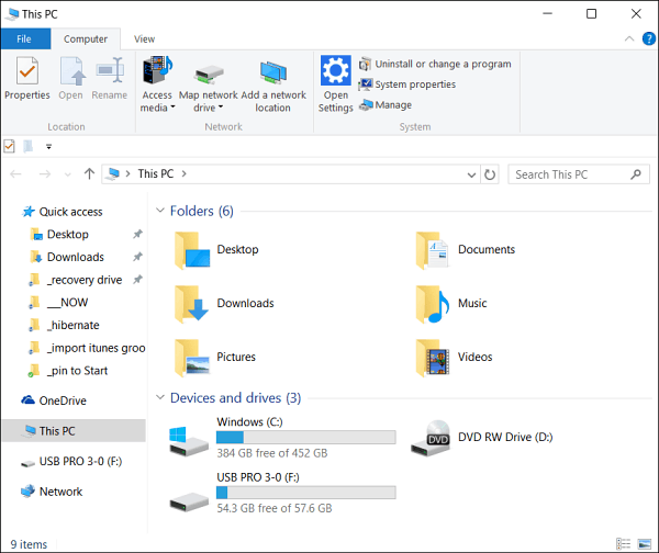 Tehke Windows 10 File Explorer kiireks juurdepääsu asemel sellele arvutile avatuks