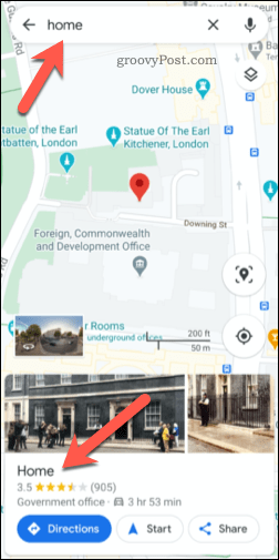 Salvestatud Google Mapsi aadress