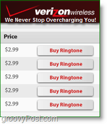 Tehke oma helinad - Verizon võtab igaühe eest 3 dollarit! Mitte groovy