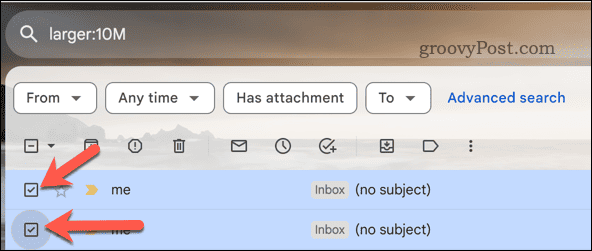 Valige otsingutulemustes Gmaili meilid