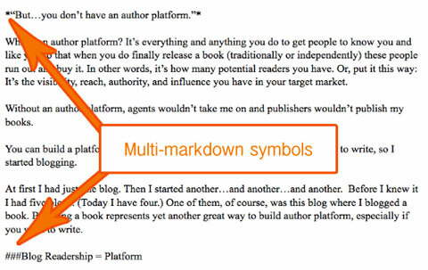 multimarkdown sümbolid tekstis