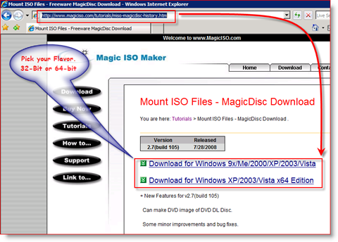 MagicISO x86 ja x64 allalaadimislink Windows Server 2008 jaoks
