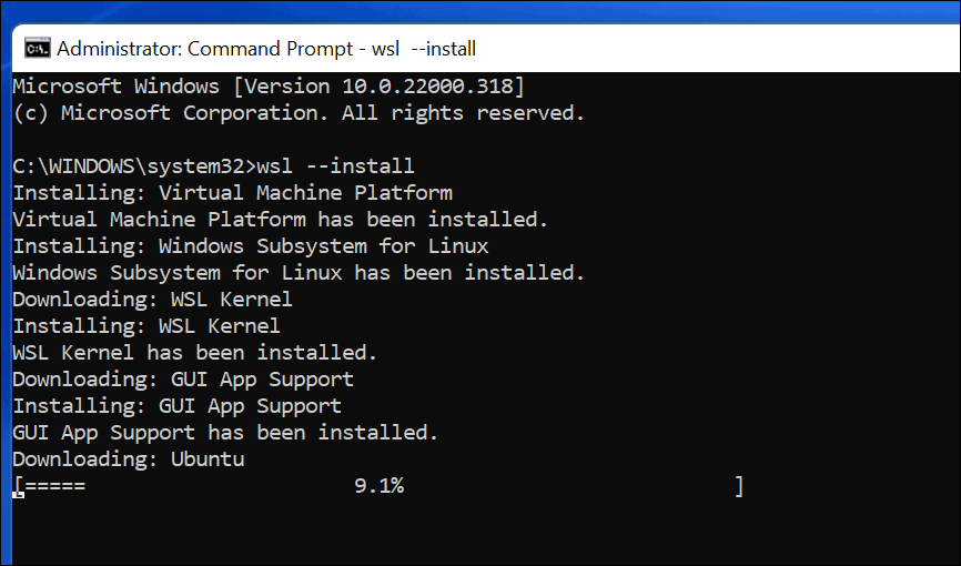 WSL ja Ubuntu installimine