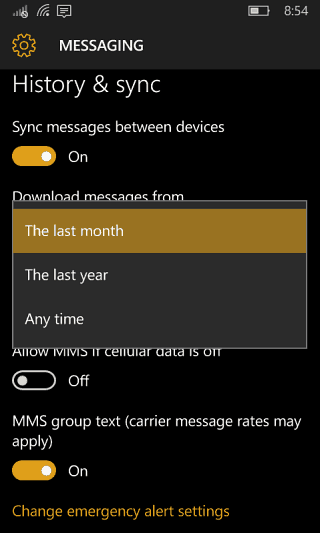 2 varundatud sõnumit Windows 10 mobile