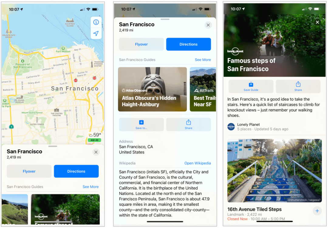 Kuidas Apple muutis rakendust iOS 14, macOS Big Sur, Mapsi
