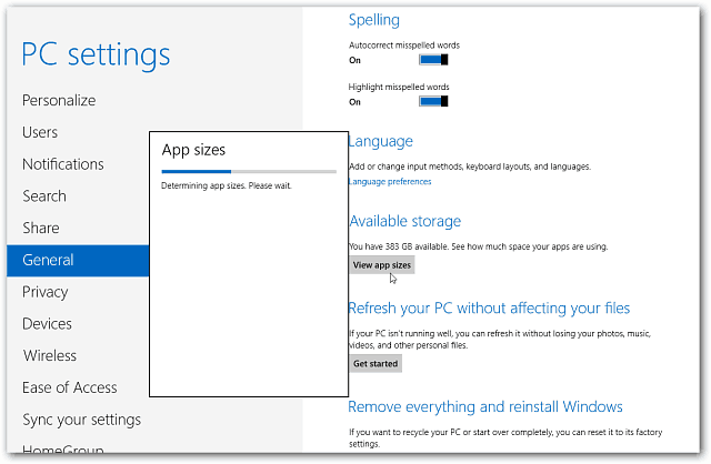 Kui suured on minu installitud Windows 8 rakendused?