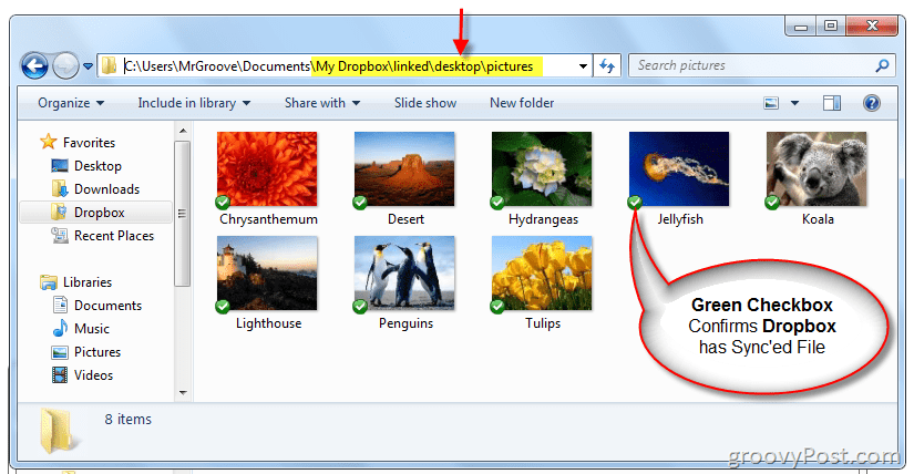 Windows Explorer kinnitab, et Symlink loodi ja Dropbox sünkroonib faile