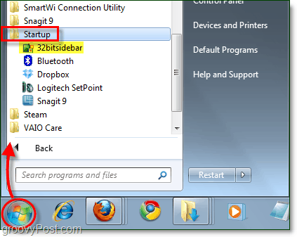 käivituskaust 32-bitise külgriba Windows 7 jaoks