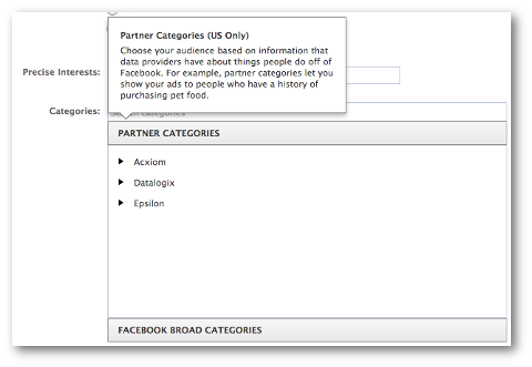 facebooki lai partnerite kategooriad