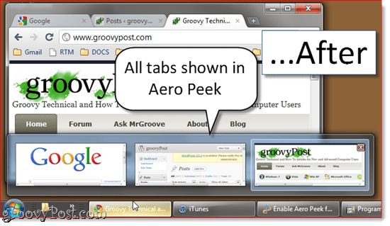 Luba Aero Peek kõigil Google Chrome'i vahekaartidel