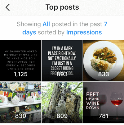 Instagrami ülevaated näitavad teie viimase seitsme päeva kuut parimat postitust.
