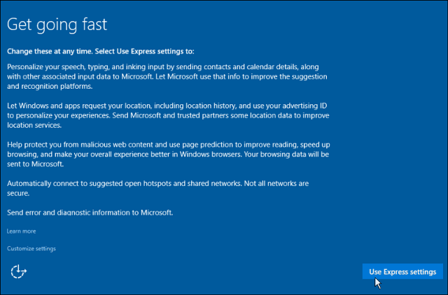 Epressi seaded Windows 10