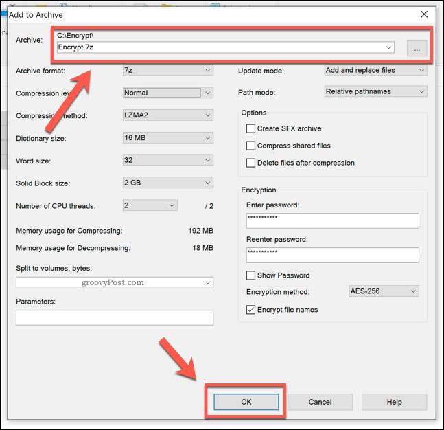 7zip-arhiivi loomine Windows 10-s