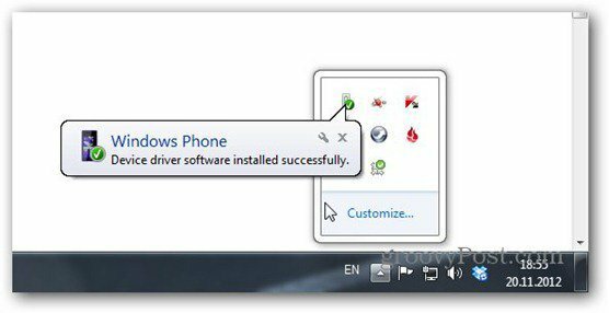 Windowsi telefon 8 ühendatud tunnustatud