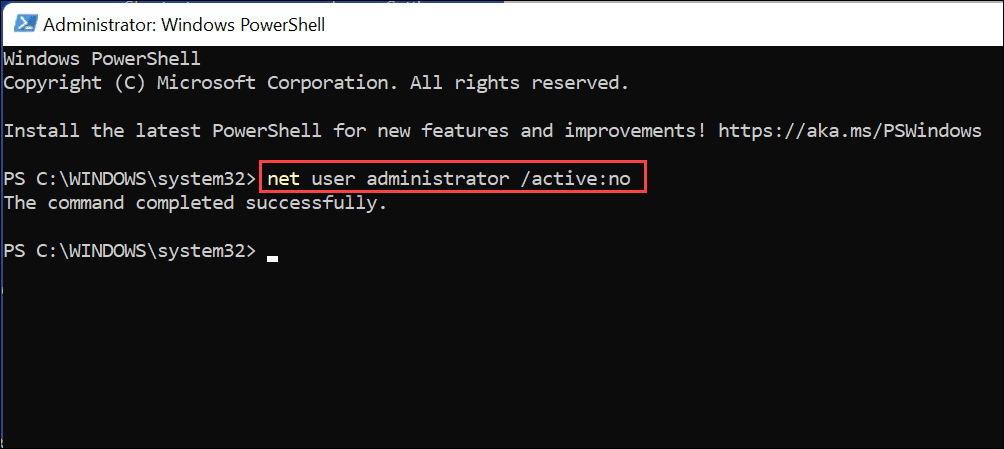 lubage administraatori konto Windows 11-s