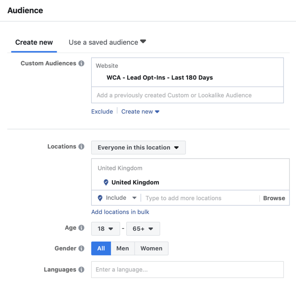 Looge Facebooki reklaamide katvuse kampaania, 4. samm.