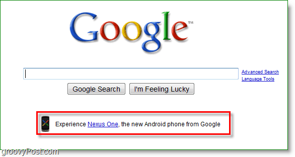 Nexust ühte reklaamitakse google'i avalehel.