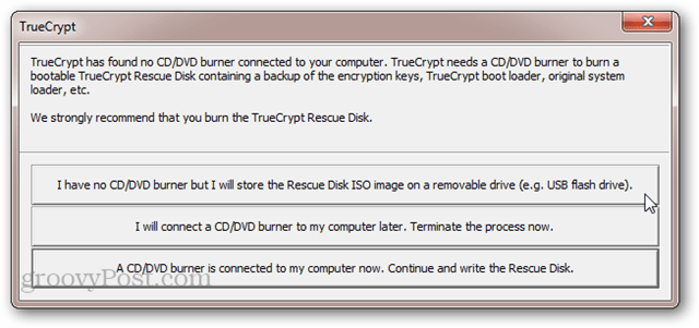 TrueCrypt ei sisalda CD / DVD-kirjutajat