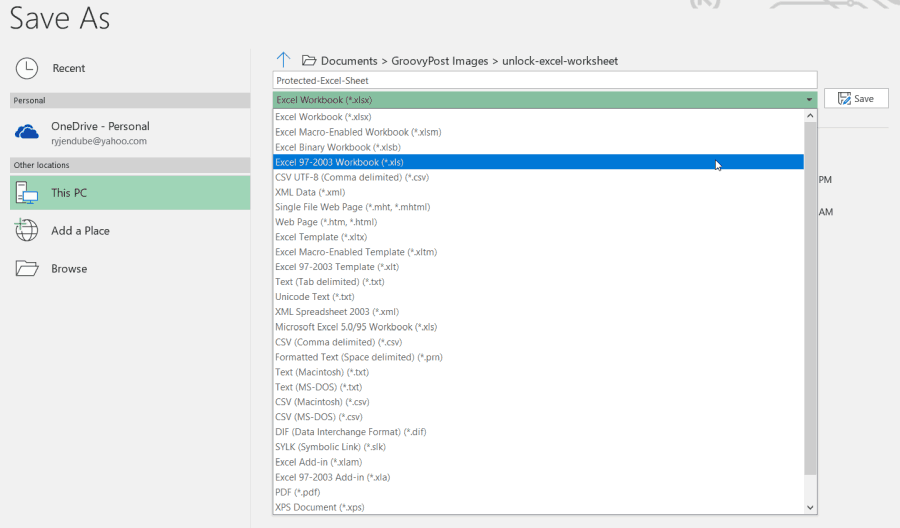 salvestage fail vanemasse exceli versiooni