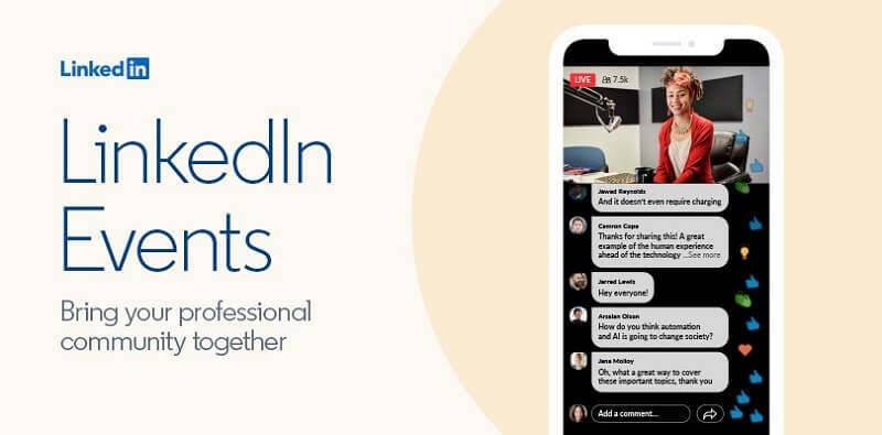 Uus tööriist LinkedIn Virtual Events, mis võimaldab inimestel oma platvormi kaudu videosündmusi luua ja levitada.