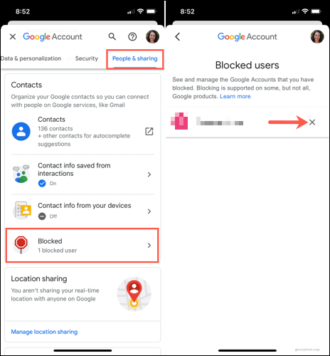 Kasutaja blokeeringu tühistamine Google Drive'is mobiilseadmes