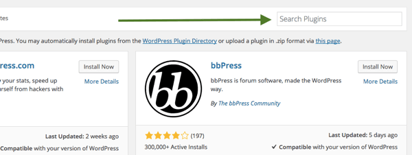 WordPress plugina otsing