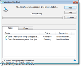 Windows Live'i e-posti sünkroonimise test