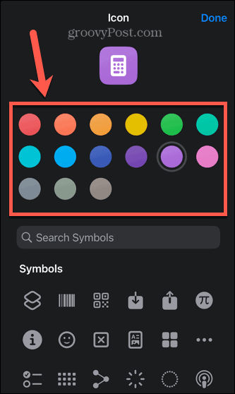 iphone otsetee ikooni värv