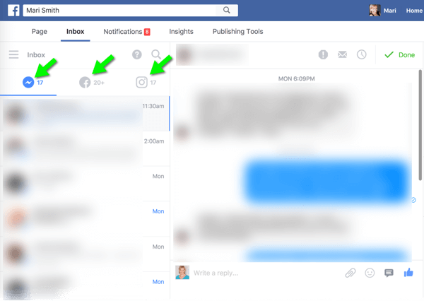 Uus Messengeri, Facebooki ja Instagrami ühtne postkast töölaual muudab vaatajaskonna sõnumite haldamise palju lihtsamaks.