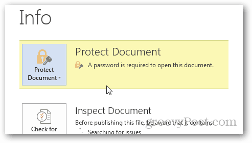 Paroolikaitse ja Office 2013 dokumentide krüptimine: kinnitage kaitset
