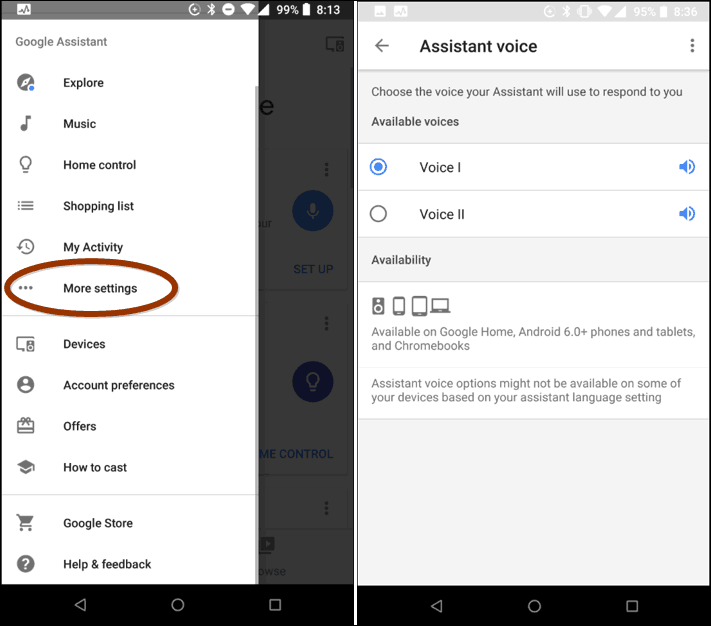 Google Assistant Voice'i muutmine