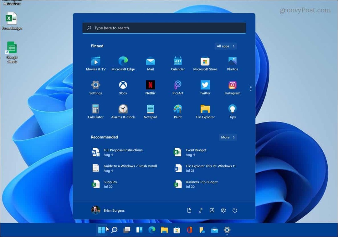 näide värvi käivitamise tegumiriba muutmisest Windows 11