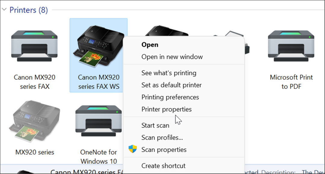 printeri atribuudid jagavad printerit Windows 11-s