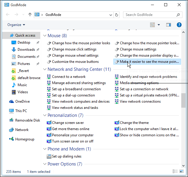 Kuidas varjatud jumala režiimi lubada Windows 10-s