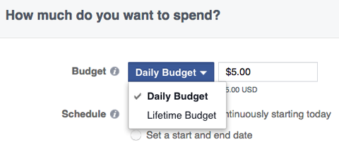 facebooki reklaamide eelarvevalikud