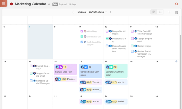 CoSchedule'i kalendri näide.