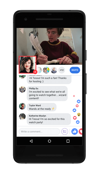 Facebook pakub välja ka otsekommenteerimist, mis võimaldab Watch Party'i saatejuhil otseülekannet teha Watch Party'is, pilt-pildis, kommentaaride jagamiseks videote esitamise ajal.