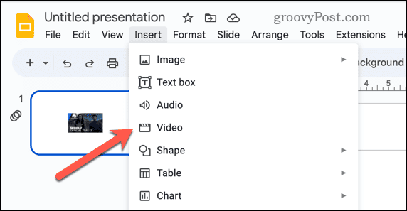 Sisestage video teenusesse Google Slides