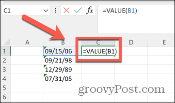 Exceli väärtuse valem
