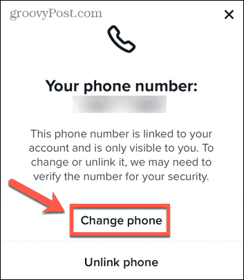 tiktok vaheta telefoninumbrit