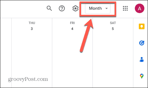 Google'i kalendrivaate valikud