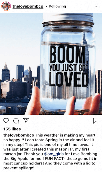 @thelovebombco instagrami postitus, mis näitab nende loodud kasutajate loodud sisu New Yorgis