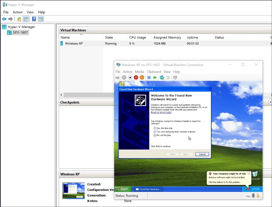 Kuidas siirdada VirtualBoxi VM-id opsüsteemi Windows 10 Hyper-V