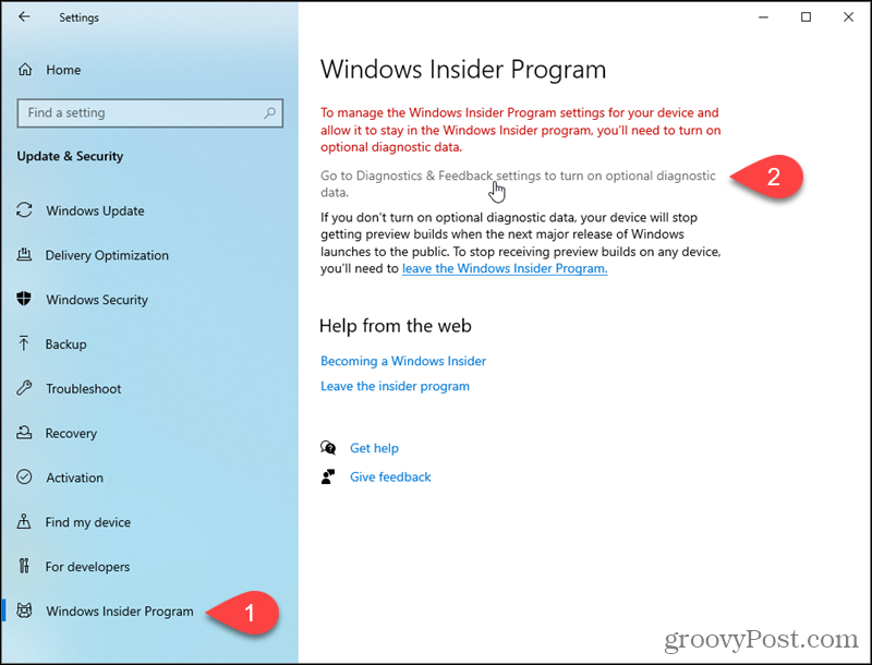 Avage Windows 10 diagnostika ja tagasiside seaded