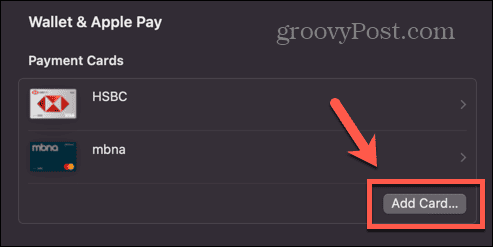Apple Pay lisakaart mac