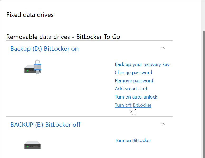 kasutage Windows 11-s BitLocker to Go